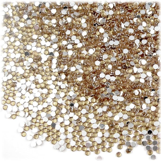 The Crafts Outlet 5,000pc Loose Flatback Acrylic Rhinestones Round 2mm Tiny for Nails - Flatback Crystal Clear
