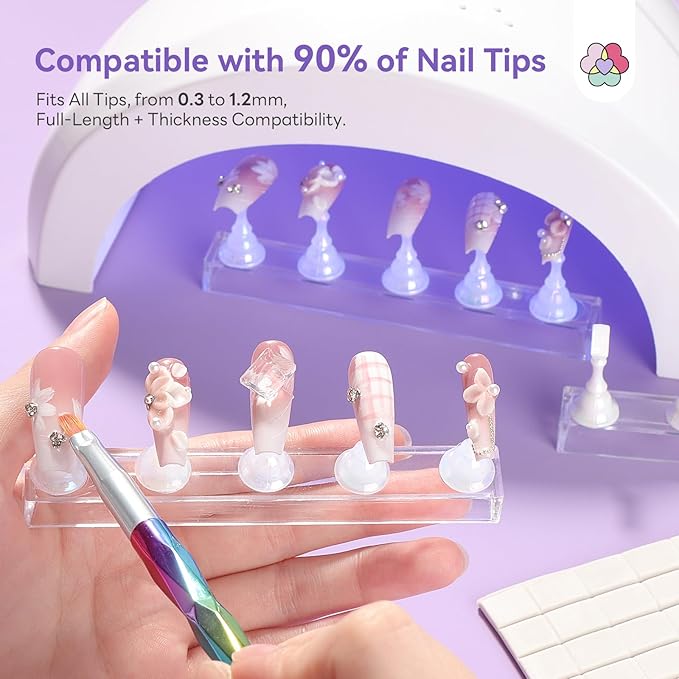 SAVILAND Nail Holder for Painting Nails: 3PCS Nail Stand Strong Magnetic Nail Stand for Press Ons Nail Stand for Nail Art Aurora Nail Holder Press on Nail Stand 40Pcs Reusable Putty Acrylic Nail Tools