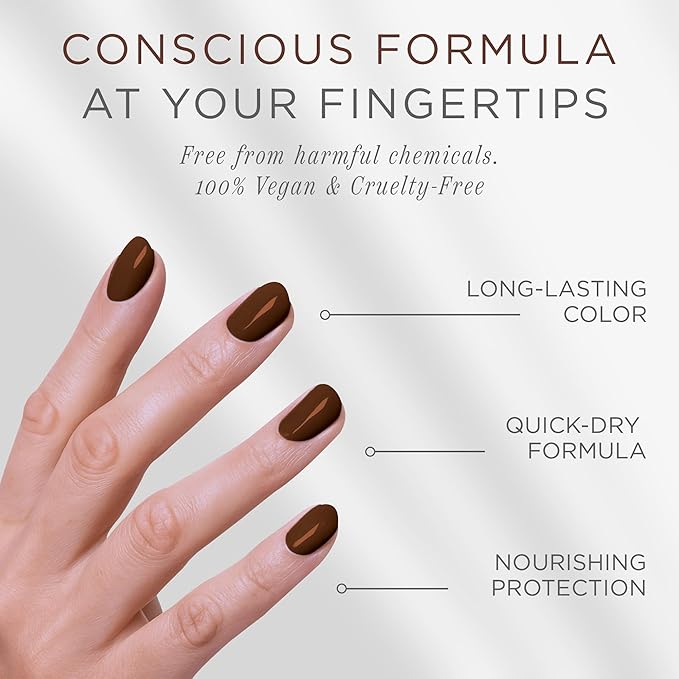 Cote Beauty’s Warm Brown Nail Polish, Earthy Elegance with Cream Finish, Rich Chocolate Brown Hue, Vegan & Cruelty-Free, Long Lasting Nail Polish, Made in USA, 0.27 Fl Oz