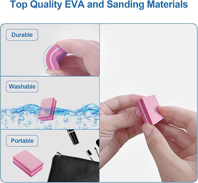 80/80 Grit Nail Buffers (50 Pack), Mini Nail Buffer Block Nail Files for Acrylic Nails and Natural Nails, Coarse Nail Buffer Blocks Bulk Buffing for Nail Buff Professional Manicure File Set Pink