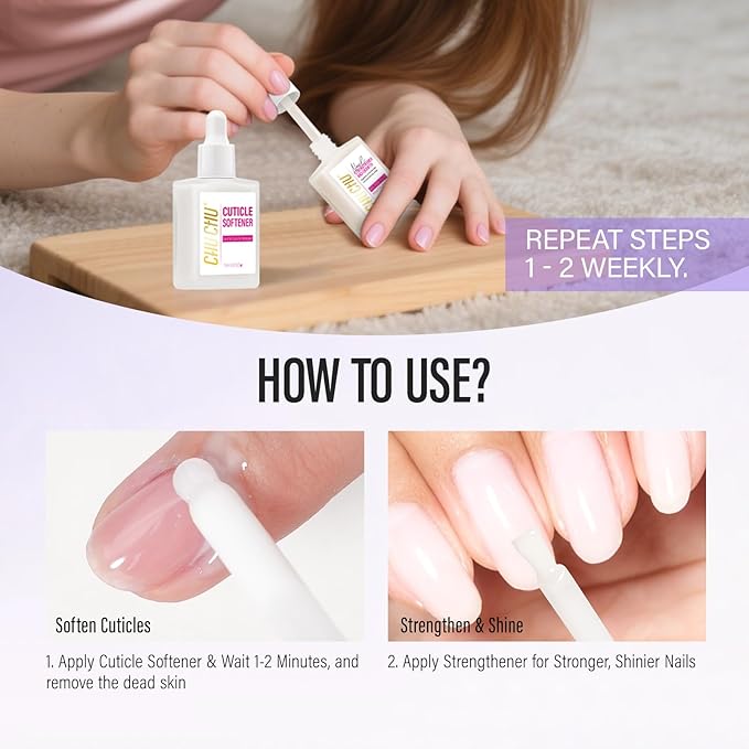 CHUCHU Nail Repair and Cuticle Softener: Milky White 2pcs 15ml Protein Keratin Strengthener for Weak Ridges Discolored Nails Women Clean Natural Look