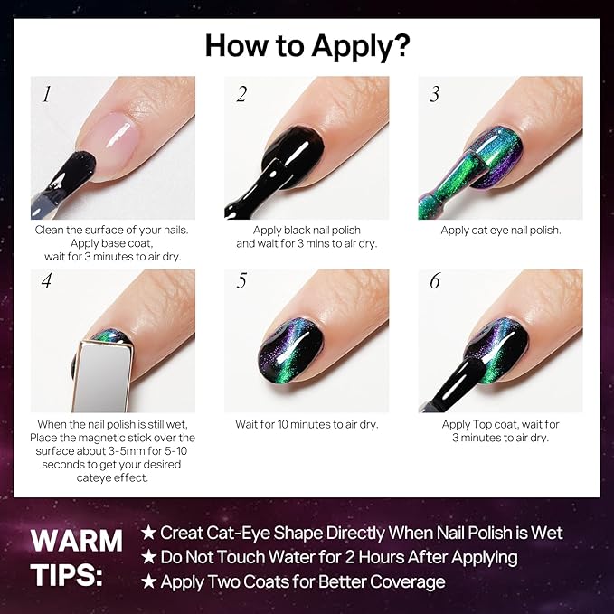 Quick Dry Magnetic Nail Polish: Cat Eye Nail Polish Fast Dry Purple Cateye Nails Polish Air Dry Fast Nails Lacquer Long Lasting for Women Girls DIY Home 12ML