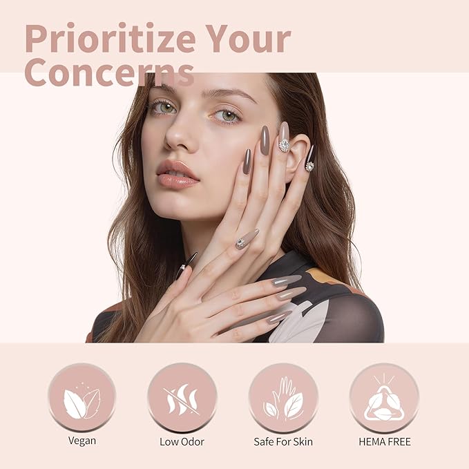 CANNI 6 Colors 9 ML Hema-Free Nude Gel Nail Polish Set, Nude Pink Gel Polish Set, Soak Off LED Nail Manicure Kit DIY at Home Salon Gifts