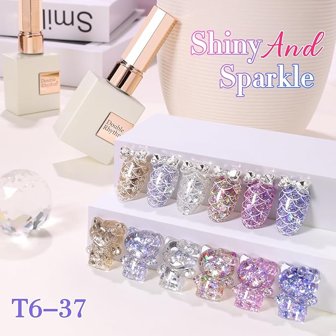 Double Rhythm 0.5Oz Glitter Gel Polish Shimmer Reflective Color for Nail Art Salon DIY Soak Off 15ml Nail Lamp Gel Polish at Home (Pastel Blue-B1014)