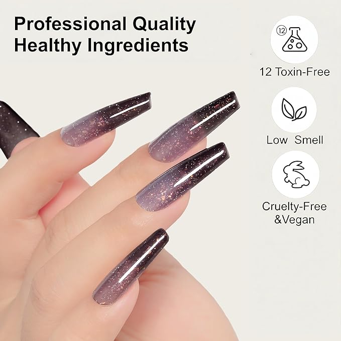 YTD Likomey Color Changing Gel Nail Polish Set,Christmas 6 Colors Shimmer Brocade Glitter Mood Temperature Change Colors Kit,Fall Winter Red Green UV Thermal Varnish,6 Pcs 7.5ml