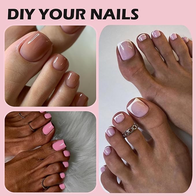 300pcs Toe Nail Dual Forms for Poly Gel Toenail Extension, Reusable Full Cover Molds for French Tip Acrylic Toenails for Salon and DIY at Home 15 sizes