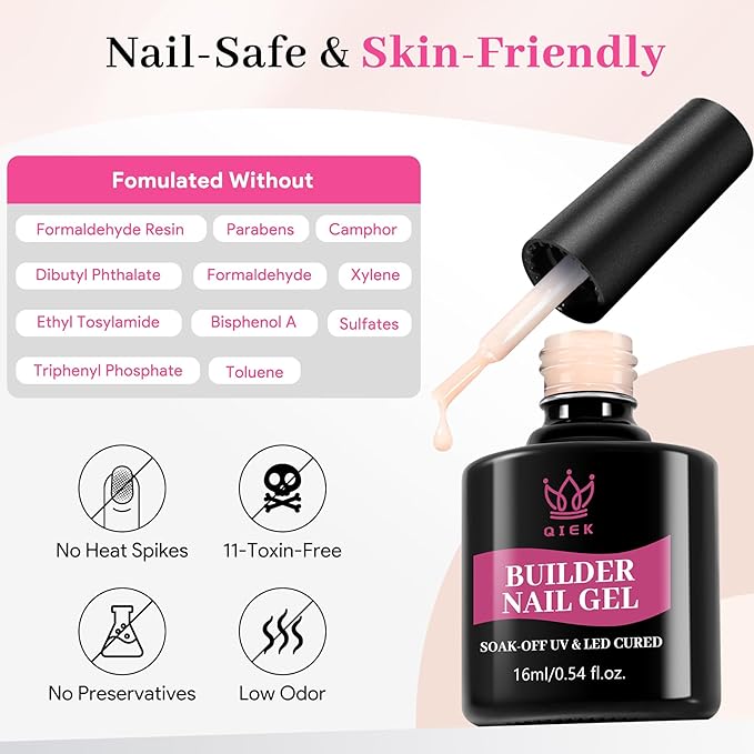 Builder Nail Gel Polish, 8-in-One Building Strengthener Apex Enhancement Extension Hard Jelly Nude Gel Polish LED Lamp Cured Rubber Base Coat for DIY Manicure Home Beauty Gifts for Women