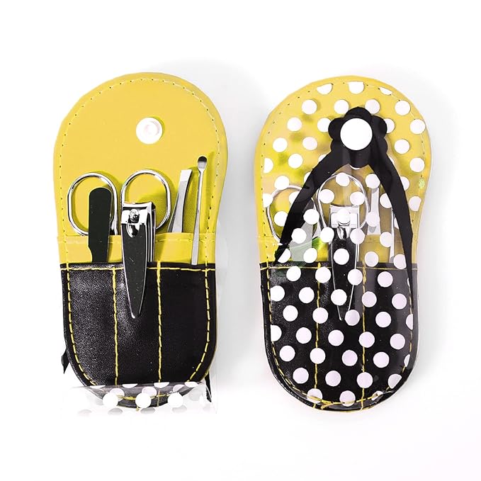 Polka Dot Flip Flop Manicure Sets Manicure Kit Shape Personal Care pack of 6 Yellow
