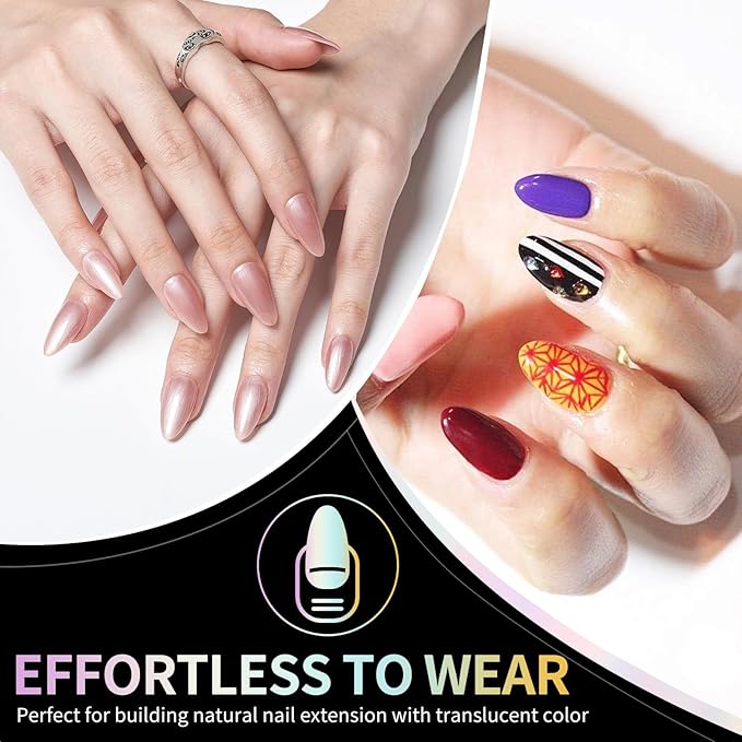 Medium Almond Nail Tips - 12 Sizes 240 PCS Pre-Etched Soft Gel Nail Tips Half Matte Full Cover Press on False Nail Tips Clear Acrylic Nails for Nail Extension Home DIY Manicure Salon
