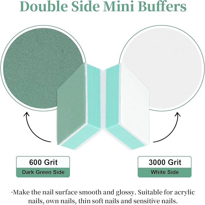 100 Mini Nail Buffers Block - Mini Buffing Block limas para uñas Fingernail Files Bulk 600/3000 Grit Nail Polishing Sponge for Gel Natural Nails Scratch Remove Mirror Finish Manicure Nail Care