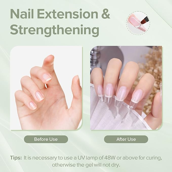 CANNI Builder Gel for Nails – 1 Fl Oz Clear Hard Gel for Nail Extension & Strengthening, Jelly Texture for DIY Nail Art