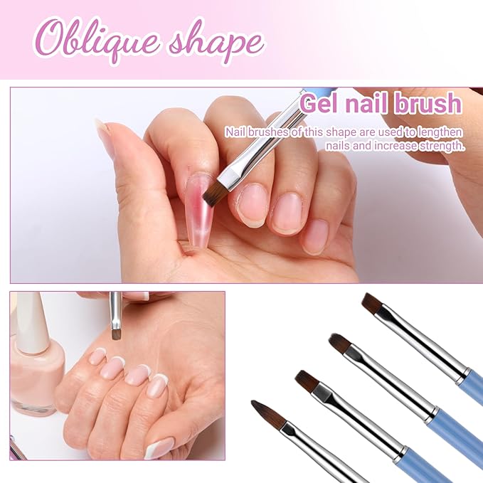 4PCS Nail Art Clean up Brush, Painting Brushes for Nail Polish Removers Brush Cleaning Nails Polish with Round & Angled Head Brushes Manicure Tools for Painting Design Nailes Mistake Cleaning
