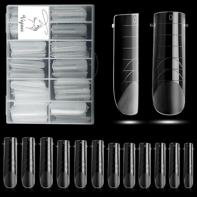 120 Pcs Poly Extension Gel Dual Nail Forms With Scale Builder Coffin Nail for Gel Manicure Art Design Salon DIY at Home (Long Square Head Frosted Dual Forms Set)