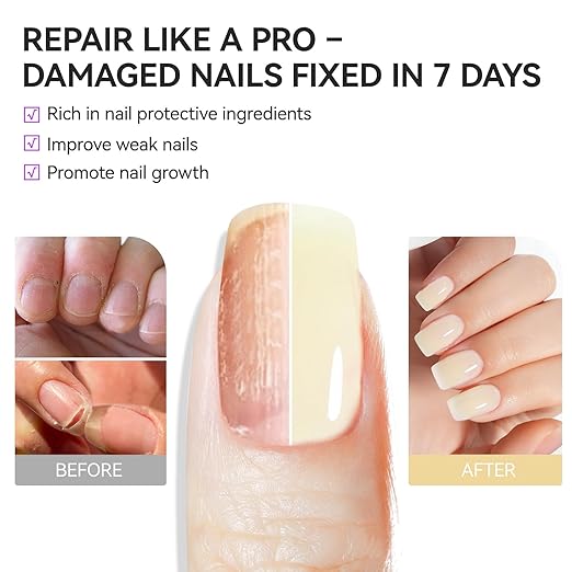 gelike ec Nail Hardener and Strengthener Polish: Milky Apricot Ridge Filler for Peeling Weak Nails Fast Dry Nail Growth Treatment Long Lasting Glossy Finish for Women Home DIY 15ml