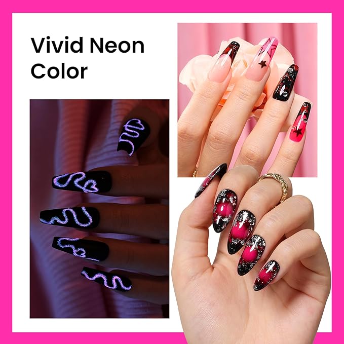 Beetles Hot Pink Gel Nail Polish - Luminous Pink Gel Polish 15ml Glow in the Dark Pink Easter Soak Off Uv LED Nail Lamp Nail Art Manicure Salon DIY Home Gift for Women Girls