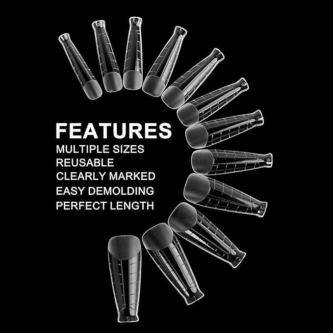 120Pcs Dual T-Shape Extension Poly Nail Forms, Full Cover Reusable Molds 12 Sizes for Solid Gel Glue Art Design Salon & DIY