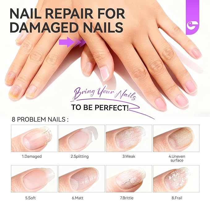 Nail Strengthener and Growth Polish for Women: Milky Pink 15ml Nail Hardener Extra Strong and Growth for Damaged Nails - 6 in 1 Protein Ridge Filler for Home Salon Use - Women Housewife DIY Enthusiast
