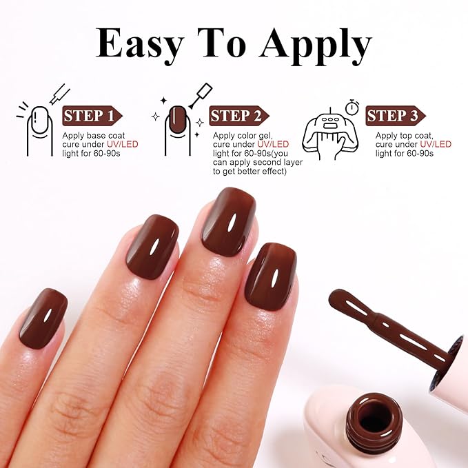 Imtiti 10ML Chocolate Brown Gel Polish Soak Off LED UV Nail Gel DIY at Home Salon Art Gift for Women Girls 1PCS