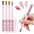 SAVILAND Kolinsky Acrylic Nail Brush Set: Size 6,10,12,14 Professional Manicure Brushes with Gradient Pink Handle for Acrylic Powder 3D Carving & Nail Art Extension Tools Kit Salon Home DIY