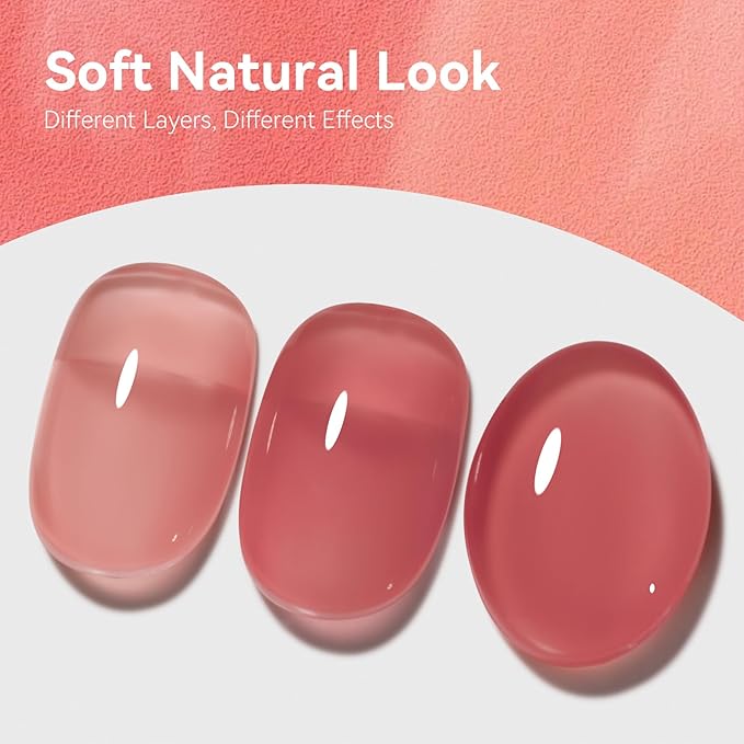 MEGIOR Lady Rose Jelly Gel Nail Polish 0.5 Fl Oz Pink Neutral Transparent Colors Soak Off UV LED Lamp Light Cure Gel Polish Kit for Salon and Nail Art Starter Manicure DIY at Home