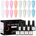 Rubber Base Builder Colors Set, Brocade Pink White Strengthener Builder Extension Gel Polish Pearlescent Off-white Blue Milky Soak Off UV LED Gel Nail Kit Manicure Gift