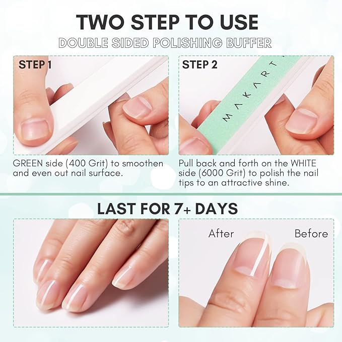 Makartt Nail Buffer: 400/6000 Grit Extra Fine Buffer Nail File, Nail Buffer and Shine Kit for Natural & Acrylic Fingernail, Easy to Hold, Green White, 10 Pcs