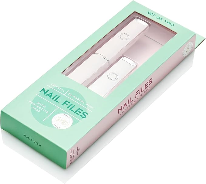 Malva Belle Best Crystal Glass Nail File for Women - File & Travel Case Set - Heavy Duty for Natural Nails, Gel - Professional Nail Shaper – Nail Care Essentials - Pastel Pink Gift Set