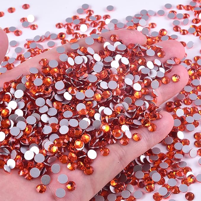 Blinginbox 1440 Pieces SS20/4.6-4.8mm Flat Back Crystal Rhinestones Round Gems for Nail Art,Orange