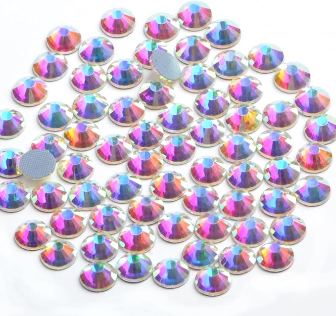 Bymitel Hotfix Crystal Rhinestones Round Gems Iron on DIY Jewelry Making Flat Back for Crafts,Crystal AB, 3.8mm (SS16/2880pcs)
