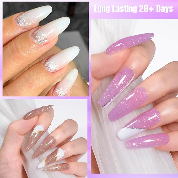 MTSSII Gel Builder Kit: Self-Levelling, Long Lasting Extension Hard Gels for Strengthener, Broken Nails Repair Gel Kit with Paper Forms, Nail File and Brush