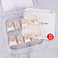 Duck Press on Nails Short Handmade 3D Unique Flower Fake Nails White French Tip False Nails with Designs Thick and Muti-Layer Gel Acrylic Nails Glossy Glue on Nail for Women (Size M)
