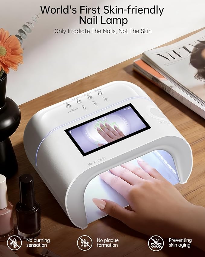 AI Health Nail Lamp-O NAIL AI Precision Scan,Reduce Excess UV Skin Damage-2in1 AI Computer&Nail Dryer with HD Visible Screen,109 LEDs 2X Faster Curing,Nail Curing Lamp for Salon and Home