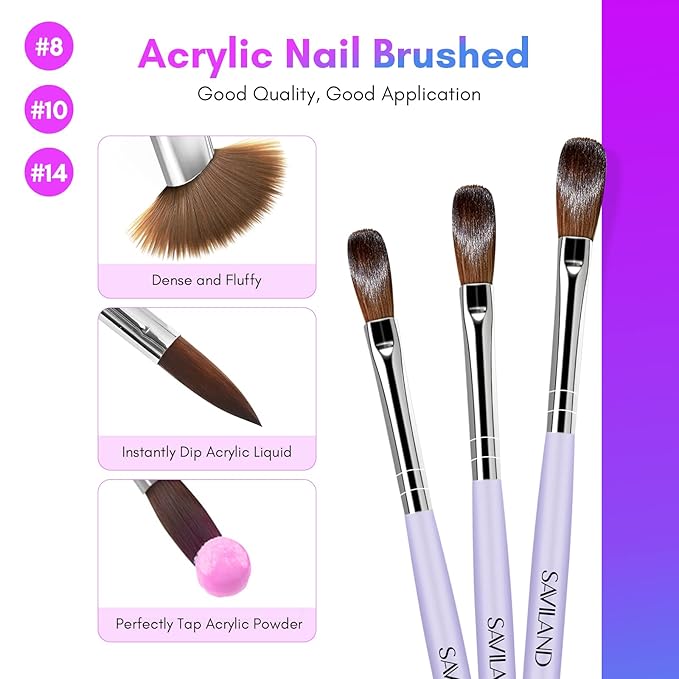 SAVILAND Nail Art Tool Set - Acrylic Nail Liquid and Rhinestone Glue for Nails