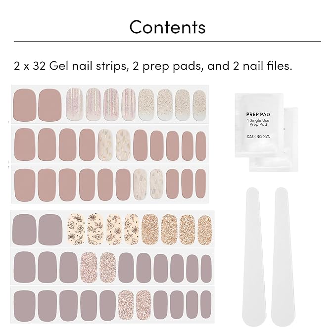 Dashing Diva Gloss Nail Strips Bundle - The Best Sellers Collection - Lavender Dreams & After Glow - UV Free, Chip Resistant, Long Lasting Gel Stickers - Contains 2 Sets
