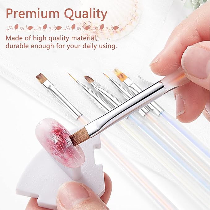 BQAN 5pc Nail Art Brush Set - Ombre, Design, UV Gel, Professional Nail Art Brushes