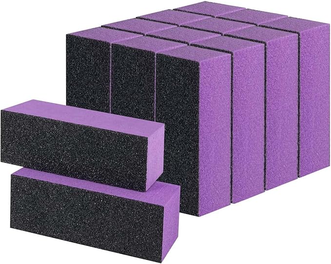 14 Pack Nail Buffer Block, Professional Manicure Tools, 100/180 Grit, Black Purple 3 Sides Nail Files Art Pedicure Manicure File
