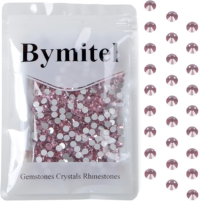 1440PCS Art Nail Rhinestones Non Hotfix Glue Fix Round Crystals Glass Flatback for DIY Jewelry Making with one Picking Pen (ss20 1440pcs, Lt. Rose)