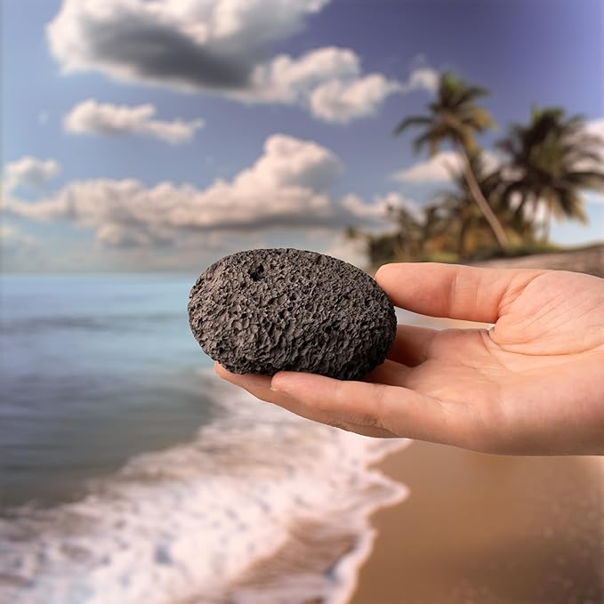 Natural Pumice Stone Set - Lava Foot Scrubber File, Round and Oval Shapes for Effective Exfoliation - Ideal for Cracked Heels, Callus Remover, and Dead Skin Removal - Brown Gray, 2-Pack
