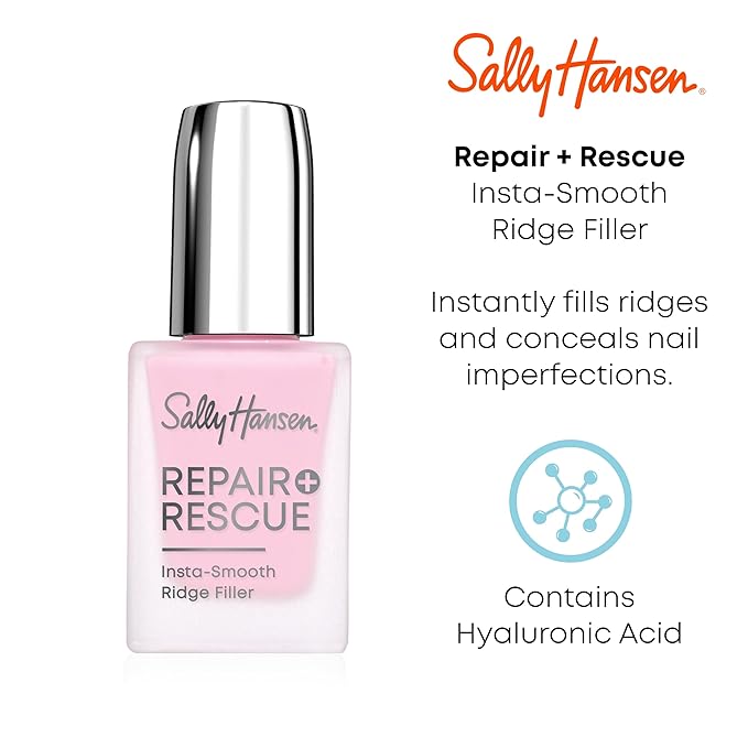 Sally Hansen Nail Treatment Repair + Rescue Insta-Smooth Ridge Filler | Contains Hyaluronic Acid | Conceals Nail Imperfections & Smooths Nail Surface