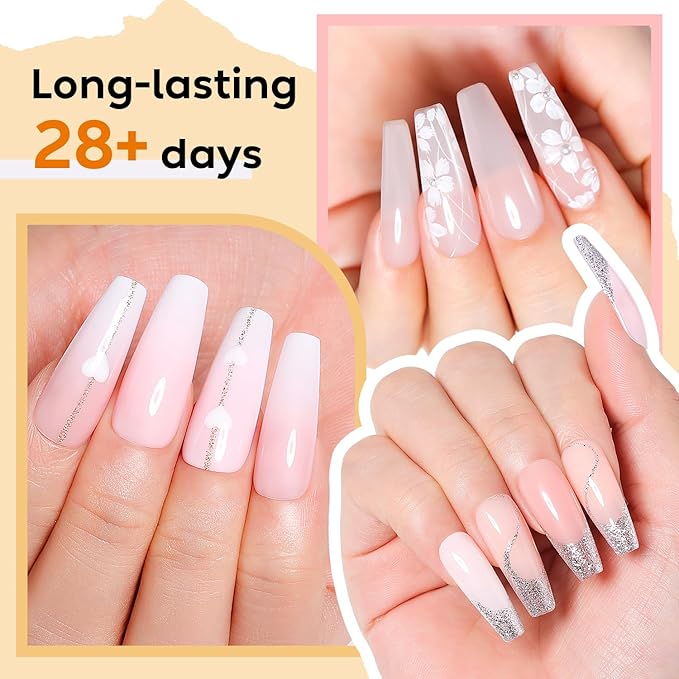 Nicedeco Rubber Base Gel Polish for Nails, Hema Free, Cruelty Free, Vegan, 12 Pcs Rubber Gel Nail Strengthener Nude Pink Nail Polish Kit 2