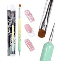 Ivy-L Premium 2 Ways French Gel Acrylic Nail Art Kolinsky Brush with Dotting Tool for Professional Manicure Nail Art Design Cuticle Clean-up + Lime Green Wood Handle (Size 12)
