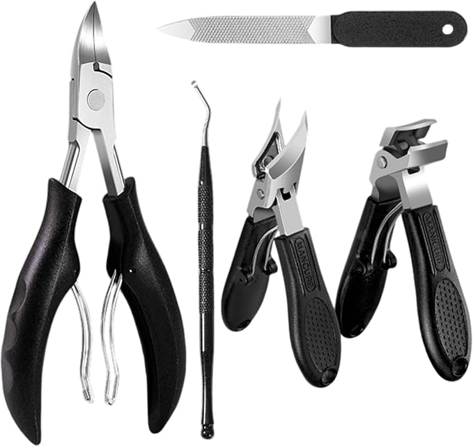Toenail Clippers for Thick Toenails for Seniors, Angled Head Large Toe Nail Clippers Set for Men, Heavy Duty Ingrown Toenail Clippers Long Handled, Ultra SharpSlanted Nail Cutter