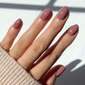 Glamnetic Press On Nails - Fall Mauve Fake Nails | Opaque Muted Blush Mauve Short Oval Fake Nails, Salon Quality | 15 Sizes - 30 Nail Kit with Glue
