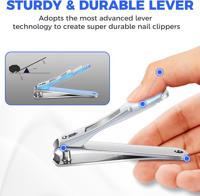 DRMODE Finger Nail Clippers Adult, 2 Pack Large & Small Nail Clippers Set for Men Wome Fingernail Toenail, Stainless Steel Sharp Toenail Clippers Travel Nail Cutter Timmer with Case