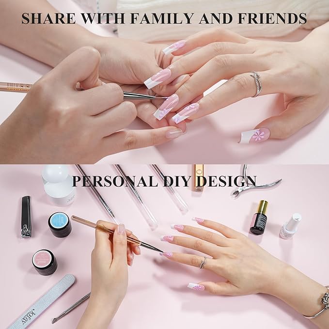French Gel Nail Tips - Jofay Fashion Short French Tip Press on Nails, 10-Piece Set 320Pcs Pink Square Nail Tips, Pre-applied Tip Primer & Base Coat, No Need to File Fake Nails for Nail Art, 16 Sizes