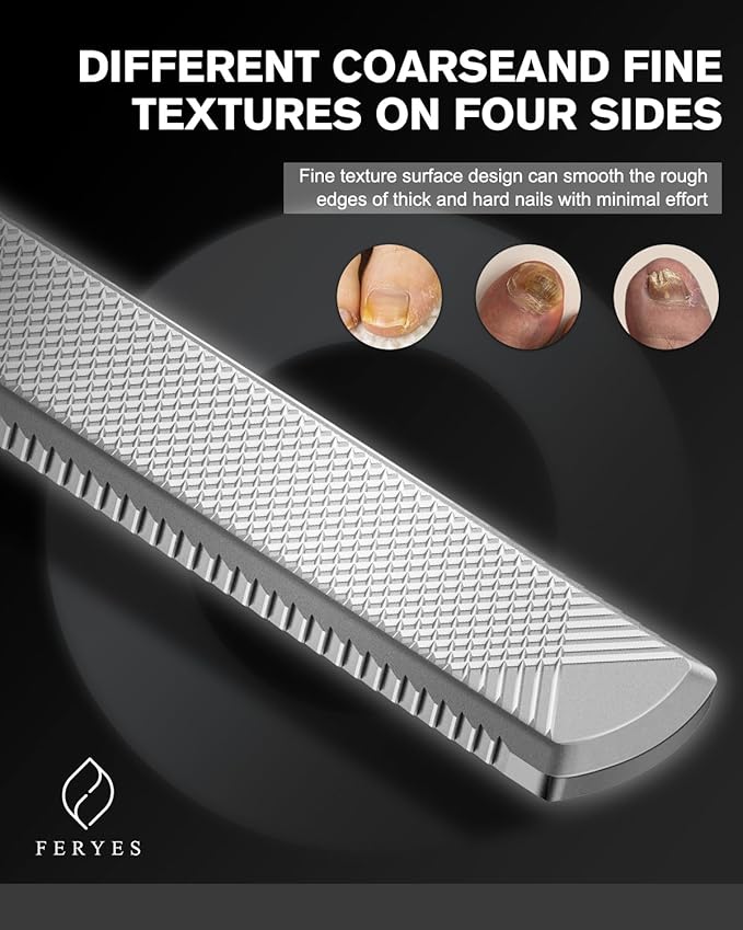 FERYES Long Toe Nail Files for Thick Nails with Dual-Ended Ingrown Toenail Lifter and Cleaning Durable and Efficient Heavy Duty Nail Care Tool