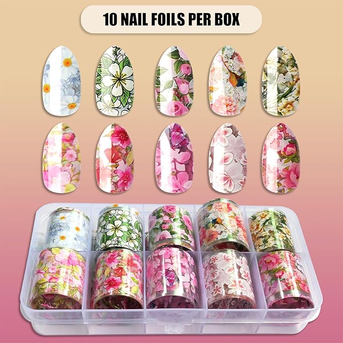LoveOurHome 30 Sheet Metallic Nail Foils Sticker Marble Transfer Nail Foil Sticker Decals Flower Transfer Foils Stickers Wrap Gold Silver Foil Wraps Acrylic Nail Supplies for Crafts Nails Design