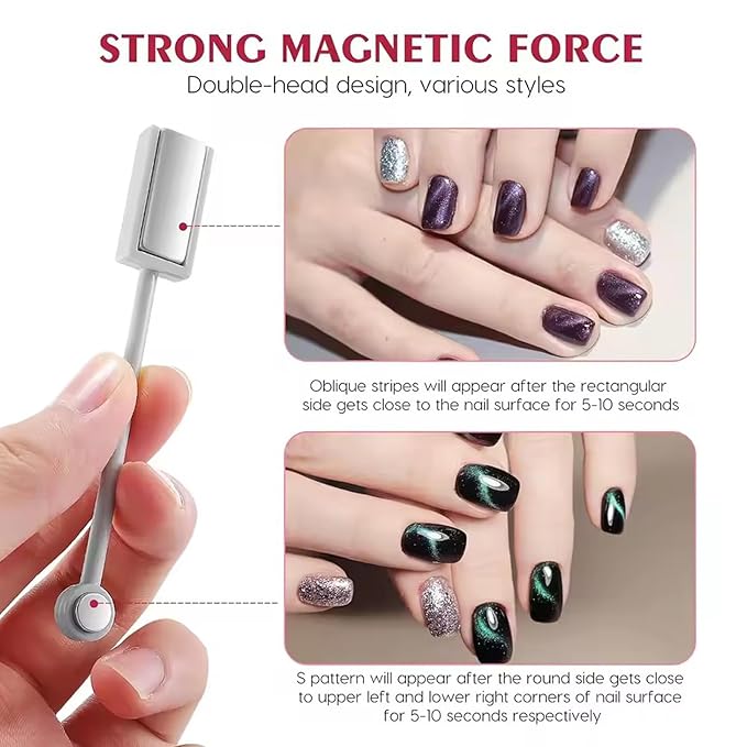 2 PCS Nail Magnet With 5 Pcs Y-Shape Mold Set For Nail Art Cat Eye Magnet For Nails, 3 In 1 & 2 In 1 Magnet For Nails, Heart Magnet For Cat Eye Gel Polish Magnet Stick Pens Nail Tools