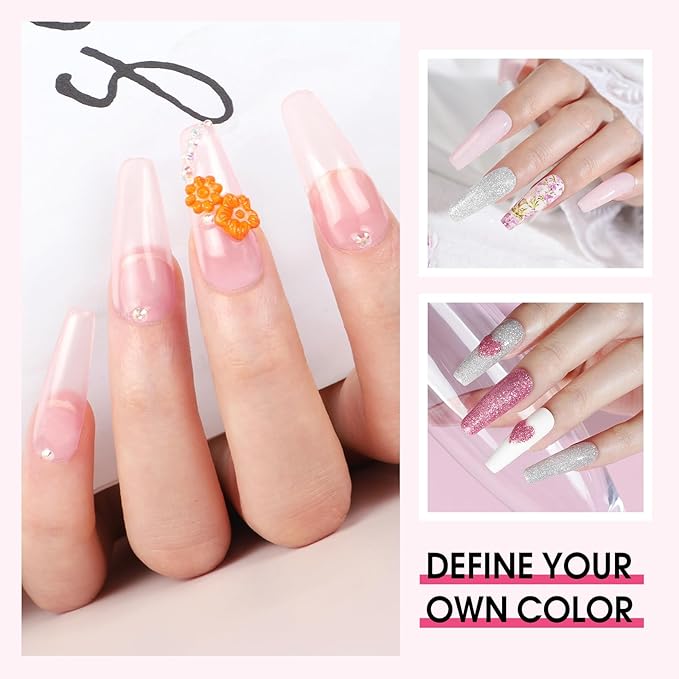 Acrylic Nail Kit for Beginners with Everything Nails Kit Acrylic Set Glitter Decoration Powder Rhinestones Professional Manicure Set at Home Gifts for Women