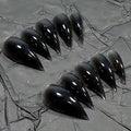 Luxury Press on Nails Medium Stiletto Handmade Eagle Claw Unique Reusable ABS Material Fake Nails Dragon Cat Claw False Nails with Designs Black Glossy Glue on Nail Curved Thick Acrylic Nail(M)